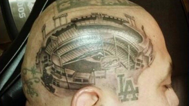 Dodgers head tattoo