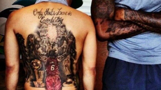 LeBron back tattoo
