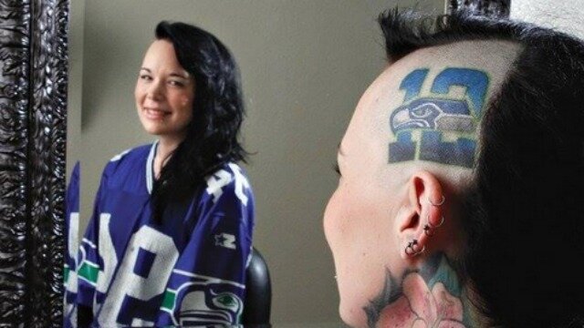 Seahawks head tattoo
