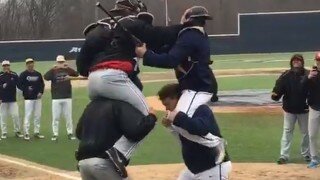  Watch College Baseball Players Awesomely Joust During Rain Delay 