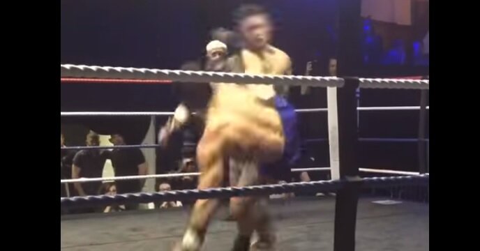 Kickboxer Knocks Opponent Out Cold With Brutal Spinning Heel Kick