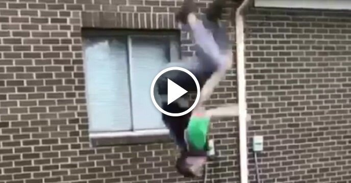 Dude Wearing Michael Jordan Jersey Attempts Backflip Off Air Conditioning Unit and Busts His Face