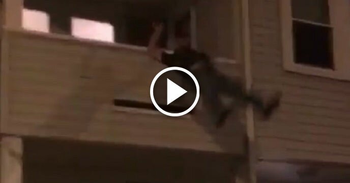 Dude Flips Off Second-Floor Apartment Balcony and Doesn't Exactly Stick the Landing