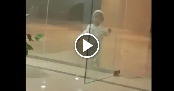 Little Baby Realizes Not Everything in Life Is What It Seems, Runs Face-First Into Glass