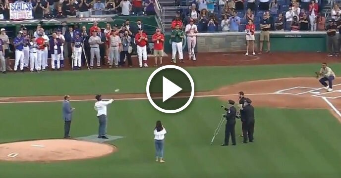 Capitol Police Officer David Bailey Throws Out First Pitch at Congressional Baseball Game Day After Being Shot