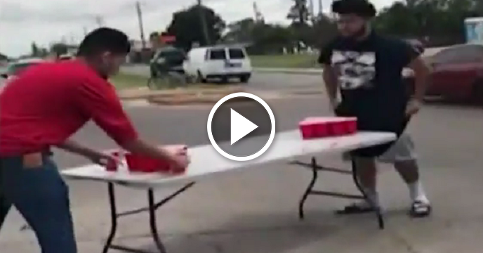 Pranksters Idiotically Play Beer Pong In The Middle Of Busy Houston Intersection
