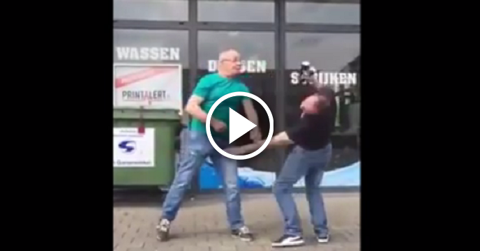 Old Head Absolutely Levels Drunken Dude With Open Hand Strike