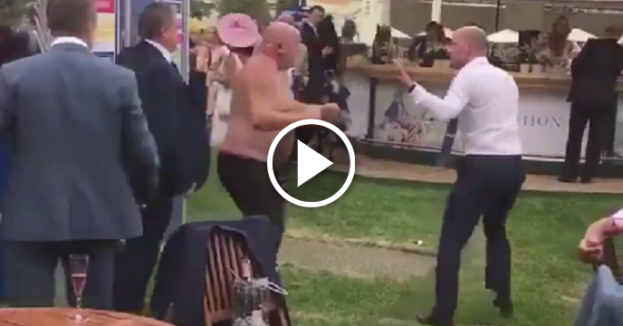 Shirtless Drunken Old Head Wants To Throw Down During Brawl At Royal Ascot