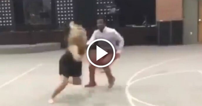 Baller Girl Takes Dude to School on the Basketball Court in Bare Feet