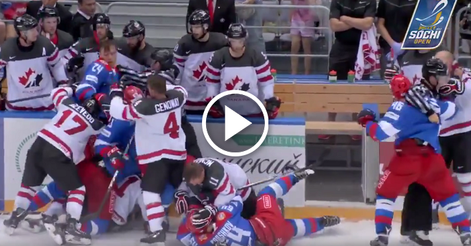 Brawl Breaks Out Between Russia & Canada At Sochi Hockey Open