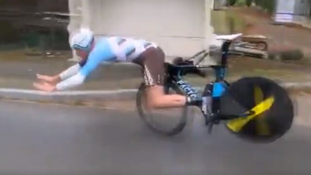 Cyclist Snaps Handlebars During Race While Traveling 36 MPH, Goes Flying to Pavement