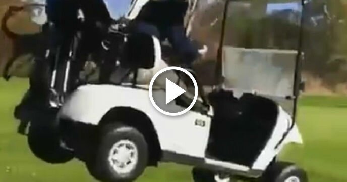 Dude Drives Golf Cart Through Sand Trap and Gets Some Serious Hang Time