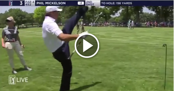 Phil Mickelson Shows Insane Flexibility Hopping Over Gallery Rope at Dean & Deluca Invitational