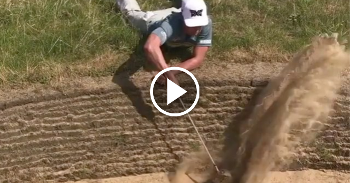 James Hahn Tries & Fails to Escape Royal Birkdale Pot Bunker While Lying Down