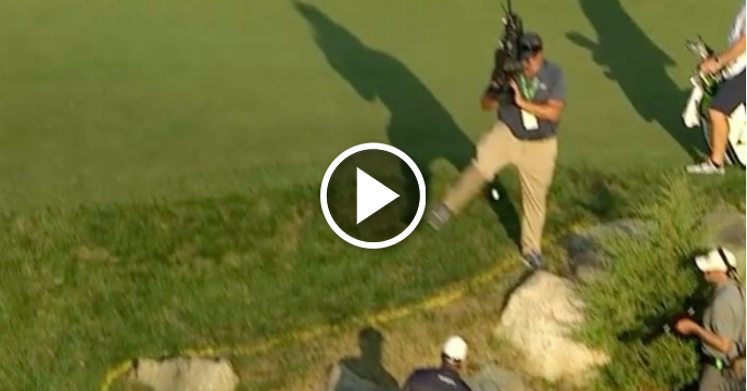 PGA Tour Cameraman Coolly Lets Oncoming Ball Go Between His Legs