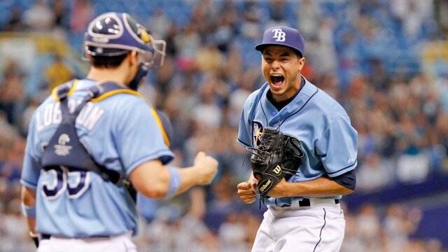 Chris Archer Celebrates After Tossing Complete Game Shutout