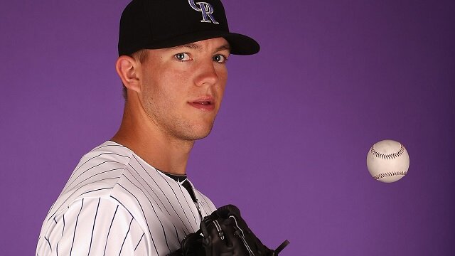 Pitcher Tyler Anderson #30 of the Colorado Rockies poses for a portrait during spring training photo day at Salt River Fields at Talking Stick on February 21, 2013 in Scottsdale, Arizona. 
