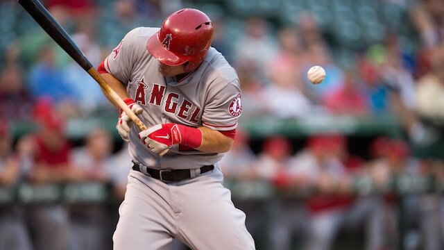 Mike Trout hit by pitch