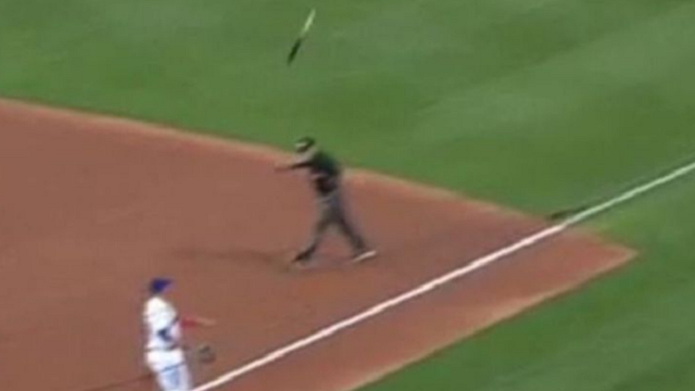 Watch MLB Umpire Narrowly Avoid Being Hit By Eric Hosmer\'s Broken Bat