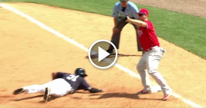 Yankees' Aaron Hicks Brilliantly Tricks First Baseman Into Thinking He's Already Safe To Avoid Tag