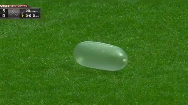 A Condom Balloon Held Up Play in the Chicago Cubs Vs. Milwaukee Brewers Game