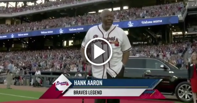 Real Home Run King Hank Aaron Throws Out First Pitch at Atlanta Braves' New Stadium