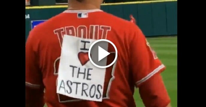 Houston Astros Mascot Orbit Plays Prank on Los Angeles Angels Star Mike Trout