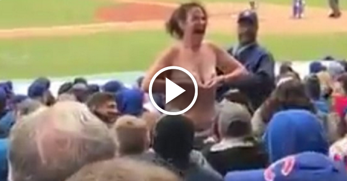 Crazy Cubs Fan Inexplicably Flashes Her Bare Chest To Entire Wrigley Field Crowd