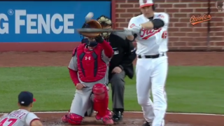 Mark Trumbo Crushes Chin-High Pitch Into Seats for Baltimore Orioles