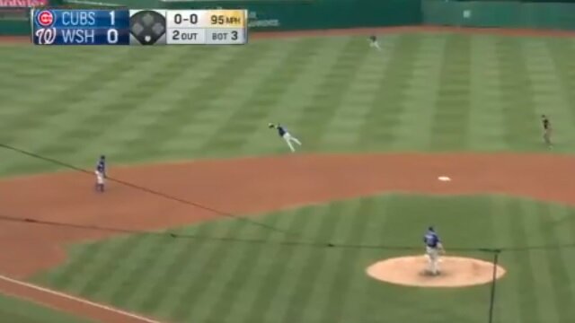 Javier Baez Absolutely Robs Bryce Harper With Insane Diving Catch of a Missile