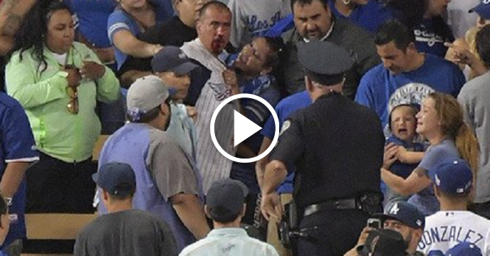 Dodgers & Angels Fans Fight In Bleachers During Freeway Series Showdown