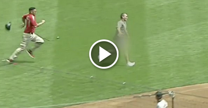Crazy Streaker Runs On Field — Gets Taken Out By Milwaukee Brewers Security