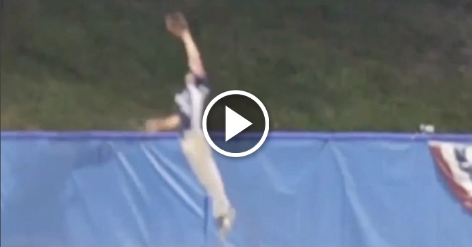 Cape League Baseball Player Makes Unreal Catch While Diving Over Center Field Wall