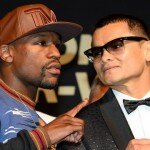 Marcos Maidana and Floyd Mayweather head-to-head at press conference
