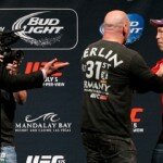 UFC President Dana White separates Wanderlei Silva and Chael Sonnen during UFC 175 face off