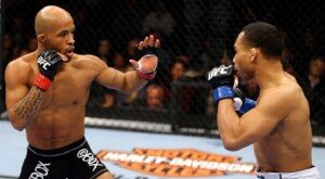 Demetrious Johnson battles John Dodson during flyweight title contest at UFC on FOX 6