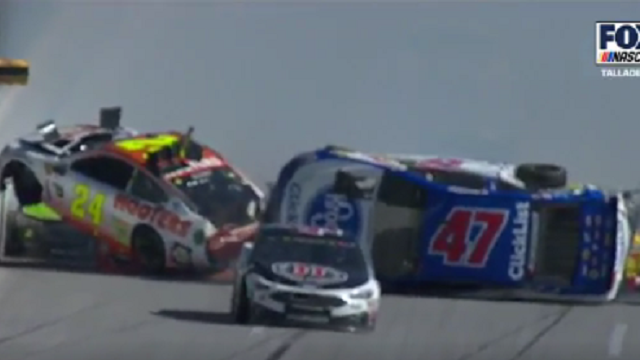 NASCAR Driver A.J. Allmendinger Flips During 18-Car Wreck At Talladega