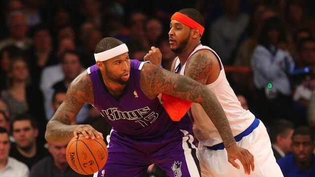 DeMarcus Cousins backs down Carmelo Anthony