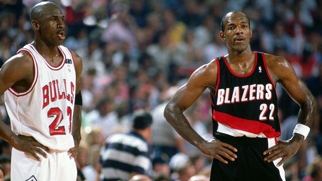 Clyde Drexler and Michael Jordan