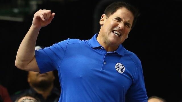 Owner Mark Cuban of the Dallas Mavericks reacts during play against the Chicago Bulls at American Airlines Center on January 23, 2015 in Dallas, Texas. (Photo by Ronald Martinez/Getty Images)