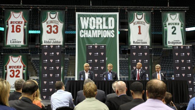 Milwaukee Bucks at a press conference