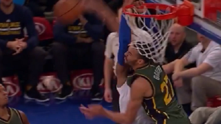 Watch Utah Jazz's Rudy Gobert Emphatically Reject Carmelo Anthony's Wimpy Dunk Attempt