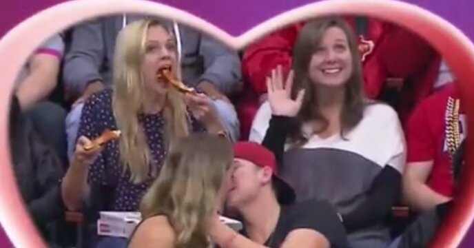 Woman Gets Caught Double-Fisting Pizza On Atlanta Hawks' Kiss Cam