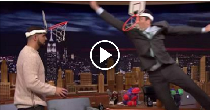 Watch Drake & Jimmy Fallon Compete In 'Faceketball' Dunk Contest