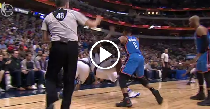 Frustrated Russell Westbrook Plows Over Harrison Barnes for Flagrant 1 Foul