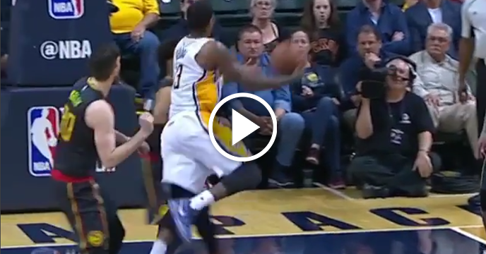 Paul George Makes Circus Shot Look Effortless While Falling Over Down the Lane