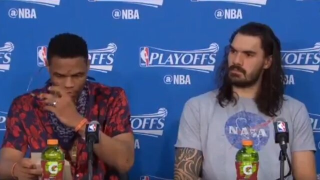 Russell Westbrook Roasts Reporter Who Asked Steven Adams a Controversial Question