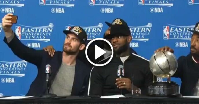 LeBron James' Teammates Interrupt Press Conference to Take a Team Selfie