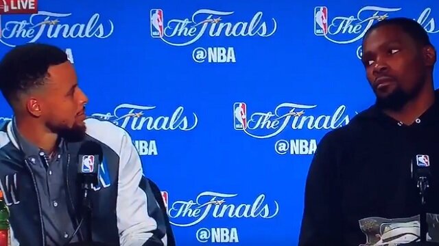 Stephen Curry Tells Kevin Durant \'Don\'t Get Into That Trap\' After Reporter Asks Question About Rihanna