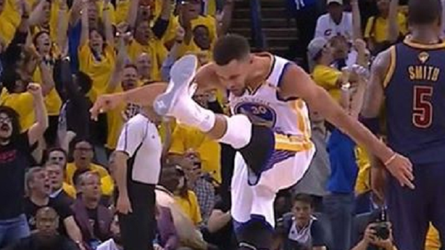 Steph Curry High-Steps It After Sinking One Of His Six 3-Pointers In Warriors\' Win over Cavs